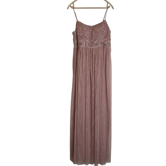 City Triangles‎ Size 13 Mauve Rose Pink Chiffon Long Party Dress Gown Prom - Picture 1 of 15